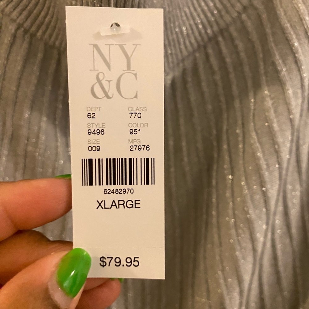 New York & Company Light Gray Ribbed Long Sleeve Sweater Dress - Picture 3 of 7